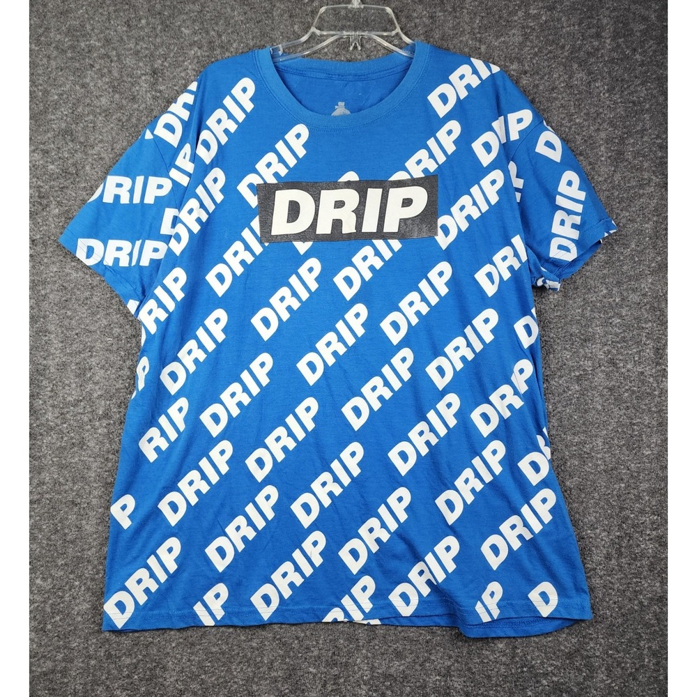 Bailey Apparel Drip T-Shirt Mens 2XL Blue‎ All Over Print Graphic Streetwear